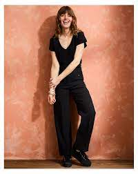 MAH - T-shirt femme col V Alina - Noir - Lin - Lemahieu