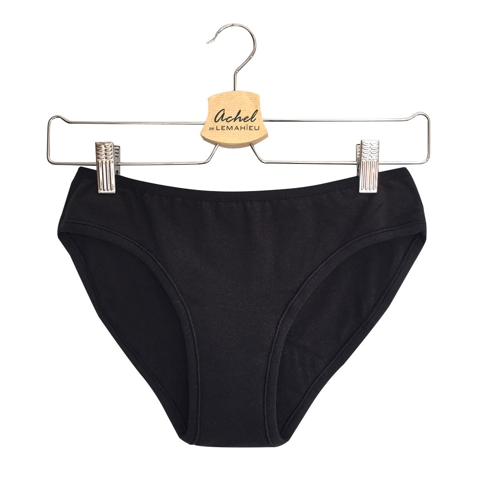 MAH - Culotte menstruelle doublée - Taille au choix - Noire - Coton Bio - Lemahieu