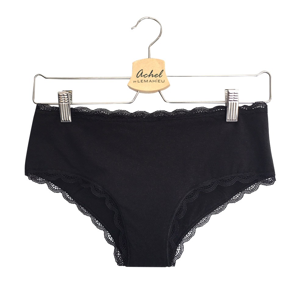 MAH - Shorty menstruelle - Taille au choix - Noire - Coton Bio - Lemahieu