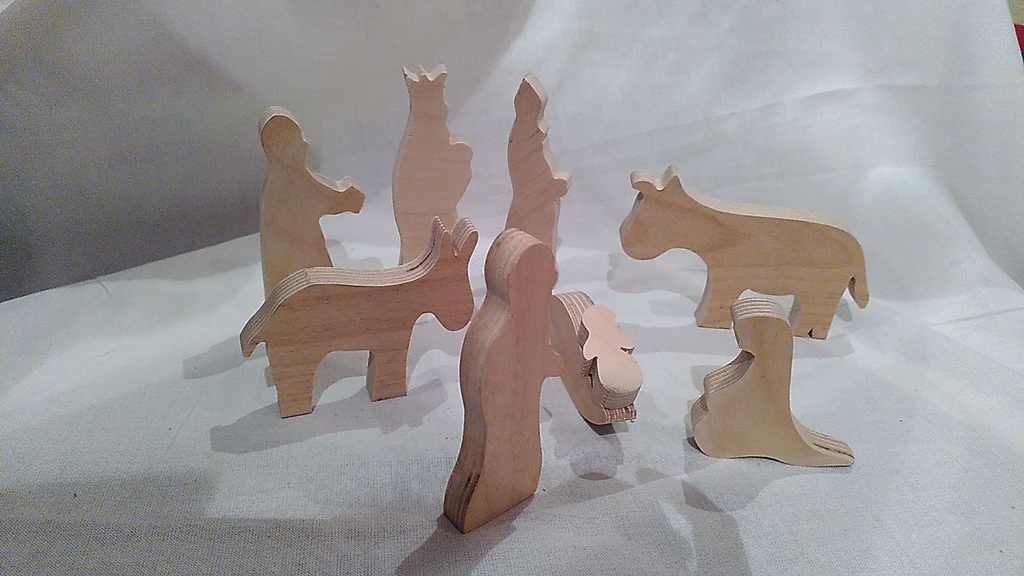 AG - Crèche complète en bois brute - Bois - Atelier Gepetto