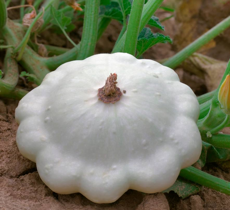 LM - Courge Pâtisson Blanc/vert de Bennings Bio - Godet pour Jardin