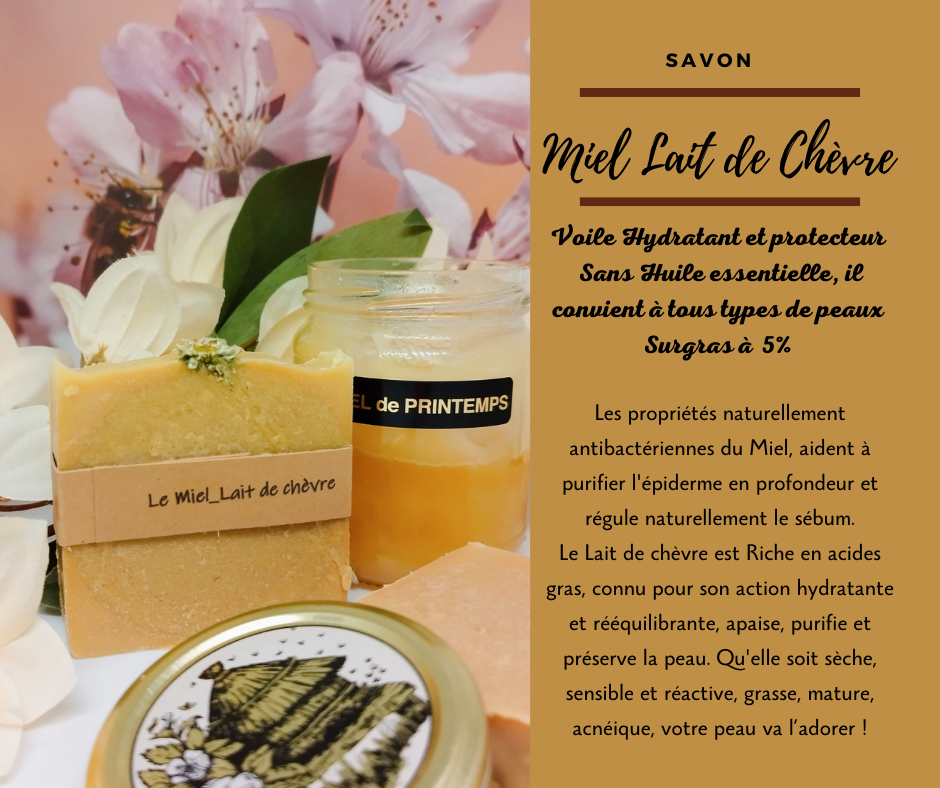 SV - Savon végétal "Miel Lait de chèvre" - 85g - Mon savon végétal