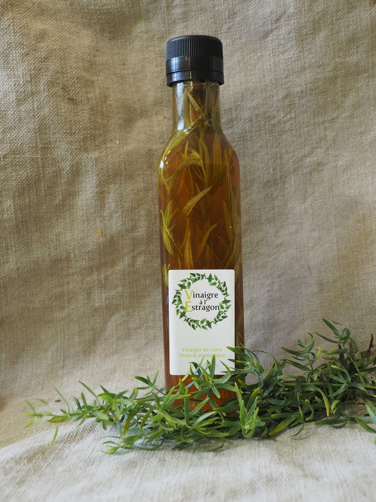 JL - Vinaigre cidre à l'estragon Bio - Bouteille de 250ml - Jardin des Loufs